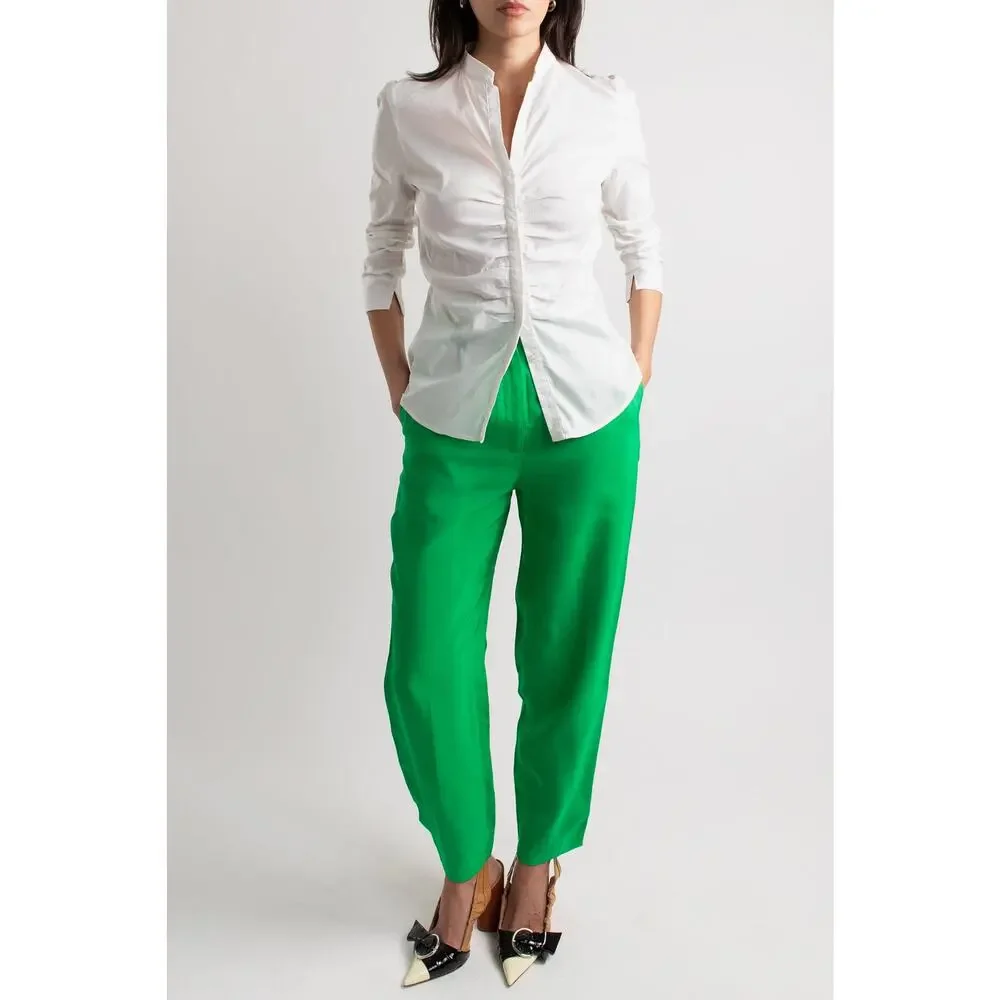 White Rouched Button Down - Picture 2 of 5
